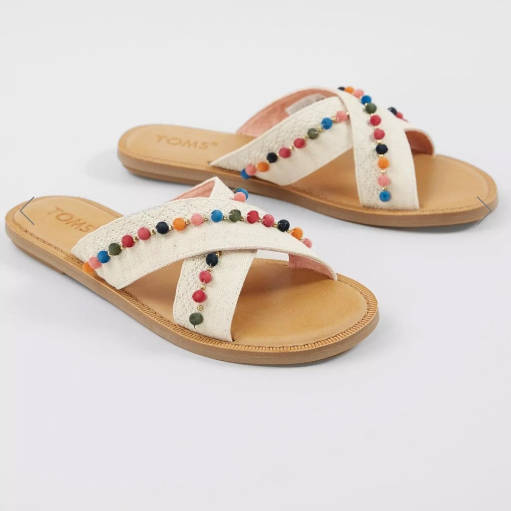 Toms Viv Hemp Pom Pom Embroidered Sandals